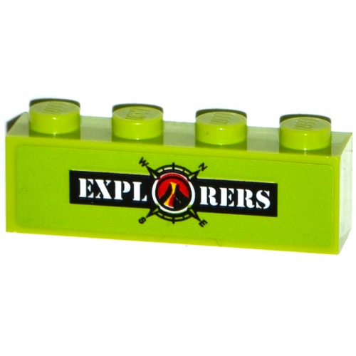 Brick 1 x 4 with 'EXPLORERS' and Volcano Explorers Logo Compass Pattern (Sticker) - Set 60121