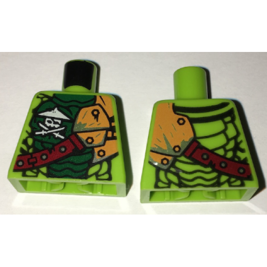 Torso Ninjago Scales, Green Stomach, Ninja Skull with Crossed Swords, Shoulder Armor Pattern