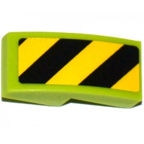 Slope, Curved 2 x 1 with Black and Yellow Danger Stripes Pattern Left (Sticker) - Sets 60121 / 60122