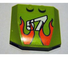 Wedge 4 x 4 x 2/3 Triple Curved with Flames and '57' Pattern (Sticker) - Set 8165