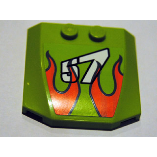 Wedge 4 x 4 x 2/3 Triple Curved with Flames and '57' Pattern (Sticker) - Set 8165