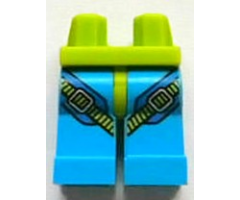 Hips and Dark Azure Legs with Blue and Lime Parachute Harness Straps and Silver Buckles Pattern