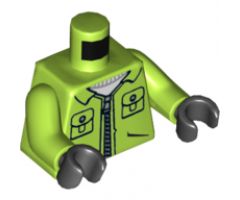 Torso Batman Jacket with Pockets and Zipper, Joker Logo on Back Pattern / Lime Arms / Black Hands