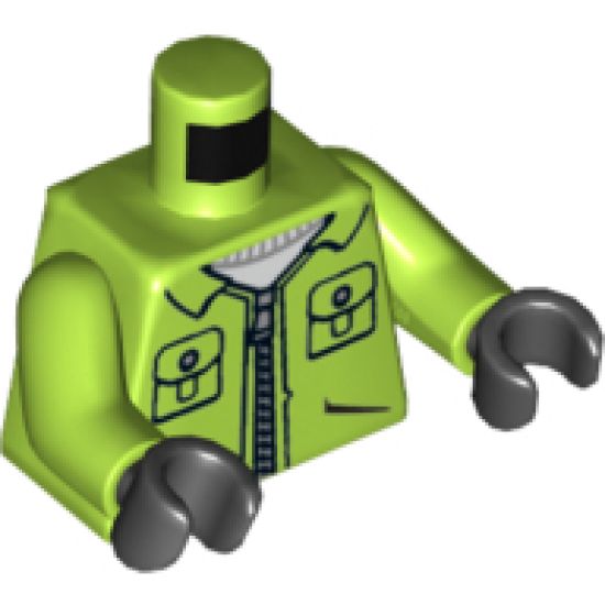 Torso Batman Jacket with Pockets and Zipper, Joker Logo on Back Pattern / Lime Arms / Black Hands