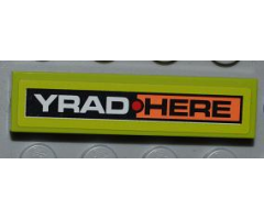 Tile 1 x 4 with 'YRAD' and 'HERE' Pattern (Sticker) - Set 8186