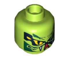 Minifigure, Head Alien with Yellow Snake Eyes and Mouth with Fangs Pattern - Hollow Stud