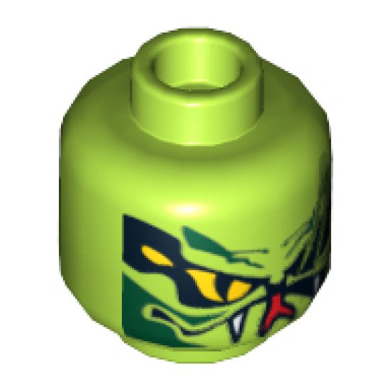 Minifigure, Head Alien with Yellow Snake Eyes and Mouth with Fangs Pattern - Hollow Stud