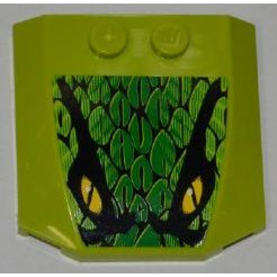 Wedge 4 x 4 x 2/3 Triple Curved with Scales and 2 Yellow Eyes Pattern (Sticker) - Set 8231