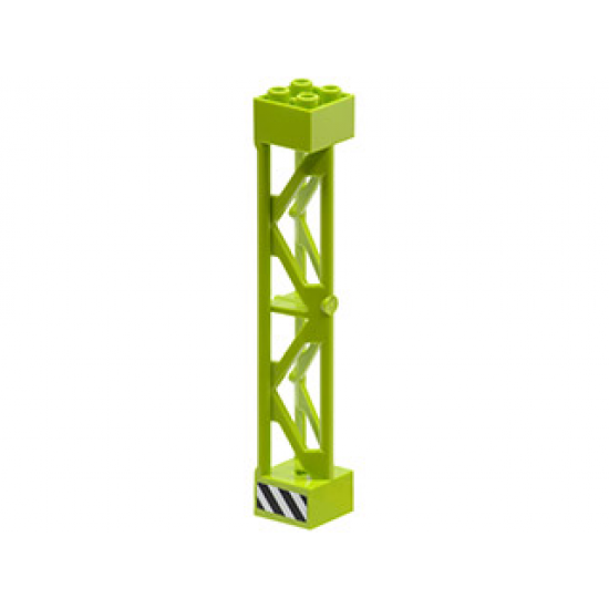 Support 2 x 2 x 10 Girder Triangular Vertical - Type 3 - 3 Posts, 2 Sections with Black and White Danger Stripes Pattern (Sticker) - Set 8964