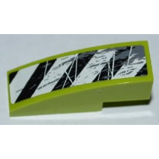 Slope, Curved 3 x 1 with Black and White Danger Stripes, Splatters and Scratches Pattern Model Left Side (Sticker) - Set 8708