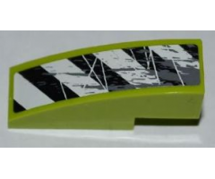 Slope, Curved 3 x 1 with Black and White Danger Stripes, Splatters and Scratches Pattern Model Right Side (Sticker) - Set 8708