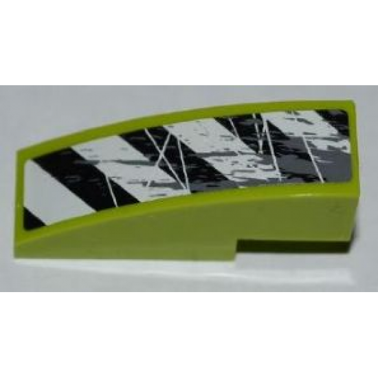 Slope, Curved 3 x 1 with Black and White Danger Stripes, Splatters and Scratches Pattern Model Right Side (Sticker) - Set 8708