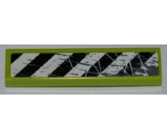 Tile 1 x 4 with Black and White Danger Stripes, Scratches and Splatters Pattern Model Left (Sticker) - Set 8963