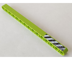 Technic, Liftarm 1 x 15 Thick with Black and White Danger Stripes and Splatters Pattern Model Left (Sticker) - Set 8709