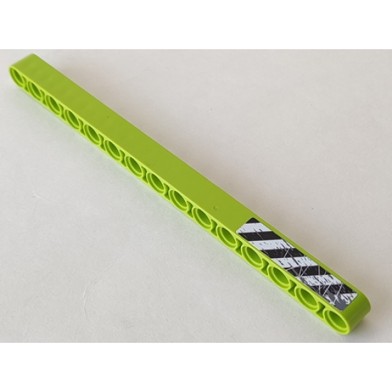 Technic, Liftarm 1 x 15 Thick with Black and White Danger Stripes and Splatters Pattern Model Left (Sticker) - Set 8709