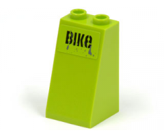Slope 75 2 x 2 x 3 - Hollow Studs with Black 'BIKe' on Lime Background Pattern (Sticker) - Set 8961