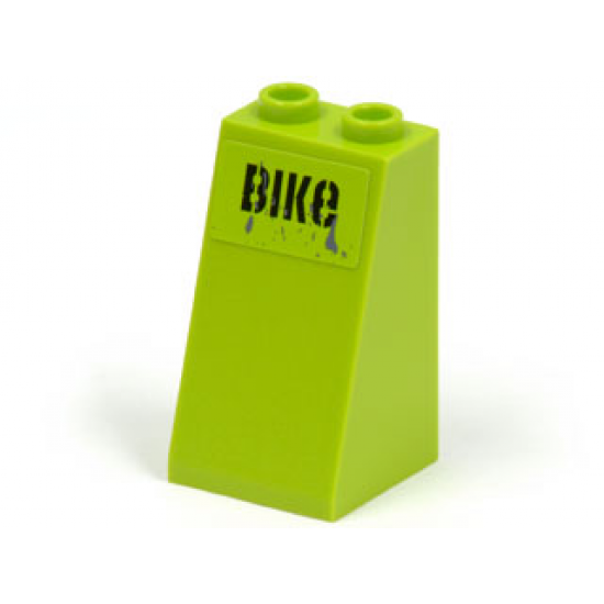 Slope 75 2 x 2 x 3 - Hollow Studs with Black 'BIKe' on Lime Background Pattern (Sticker) - Set 8961