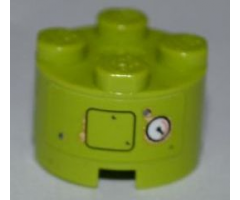 Brick, Round 2 x 2 with Axle Hole with Rectangular Outline and Rusted Gauge Pattern (Sticker) - Set 8707