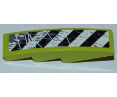 Slope, Curved 4 x 1 with Black and White Danger Stripes and Splatters Pattern Model Right Side (Sticker) - Set 8961