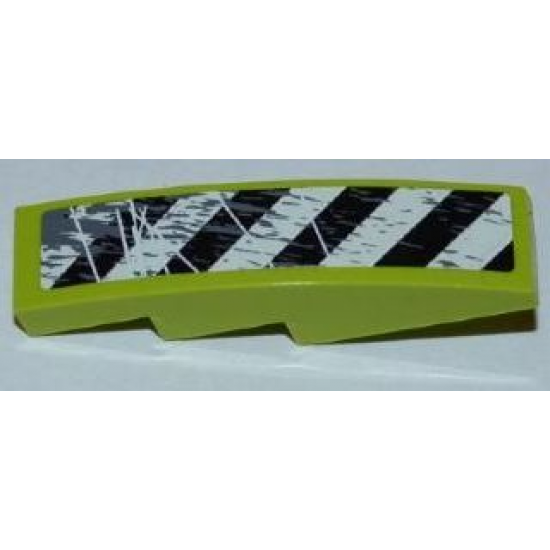 Slope, Curved 4 x 1 with Black and White Danger Stripes and Splatters Pattern Model Right Side (Sticker) - Set 8961