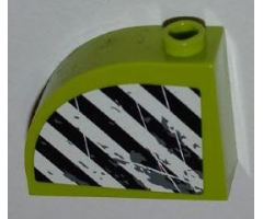 Slope, Curved 3 x 1 x 2 with Stud with Black and White Danger Stripes and Splatters Pattern (Sticker) - Set 8961