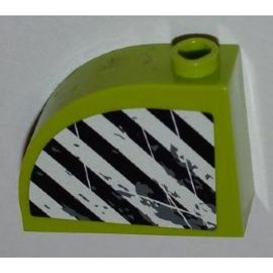 Slope, Curved 3 x 1 x 2 with Stud with Black and White Danger Stripes and Splatters Pattern (Sticker) - Set 8961