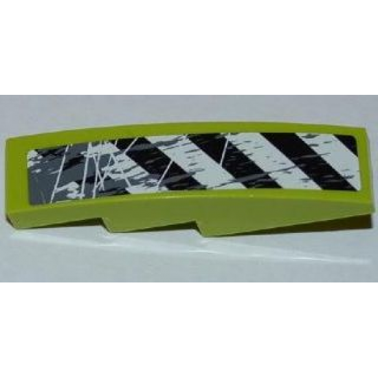 Slope, Curved 4 x 1 with Black and White Danger Stripes and Splatters Pattern Model Left Side (Sticker) - Set 8961