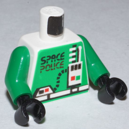 Torso Space Police with Radio Pattern / Green Arms / Black Hands