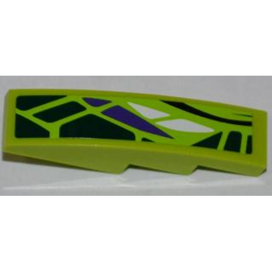 Slope, Curved 4 x 1 with Green, White and Purple Scales Pattern Model Right (Sticker) - Set 9447