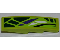 Slope, Curved 4 x 1 with Green, White and Purple Scales Pattern Model Left (Sticker) - Set 9447