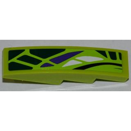 Slope, Curved 4 x 1 with Green, White and Purple Scales Pattern Model Left (Sticker) - Set 9447