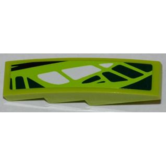 Slope, Curved 4 x 1 with 9 Green Scales and 3 White Scales Pattern Model Right (Sticker) - Set 9447