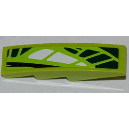 Slope, Curved 4 x 1 with 9 Green Scales and 3 White Scales Pattern Model Left (Sticker) - Set 9447