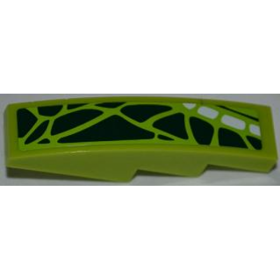 Slope, Curved 4 x 1 with 14 Green Scales and 4 White Scales Pattern Model Left (Sticker) - Set 9457