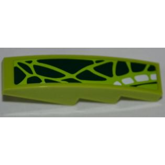 Slope, Curved 4 x 1 with 14 Green Scales and 4 White Scales Pattern Model Right (Sticker) - Set 9457