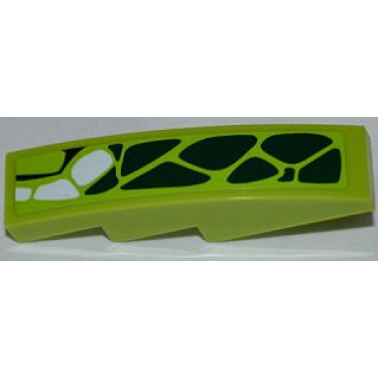 Slope, Curved 4 x 1 with 10 Green Scales and 3 White Scales Pattern Model Left (Sticker) - Set 9457