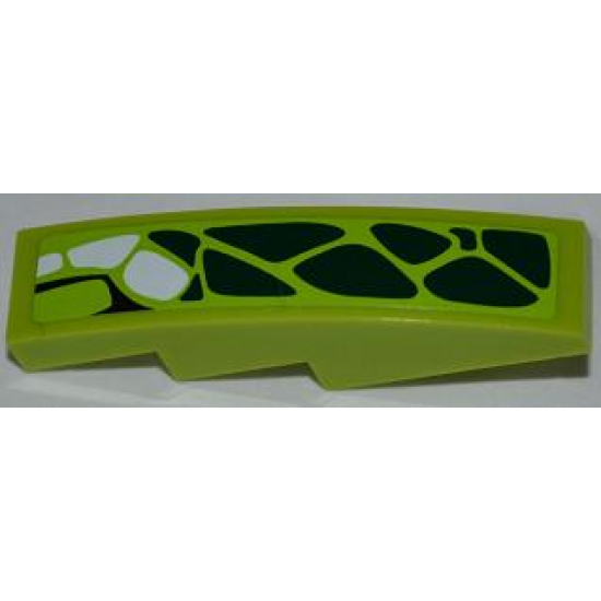 Slope, Curved 4 x 1 with 10 Green Scales and 3 White Scales Pattern Model Right (Sticker) - Set 9457