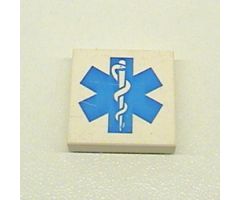 Tile 2 x 2 with Blue EMT Star of Life Pattern