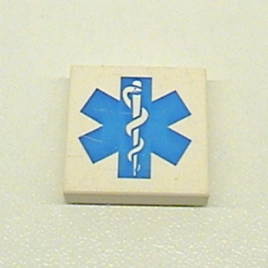 Tile 2 x 2 with Blue EMT Star of Life Pattern