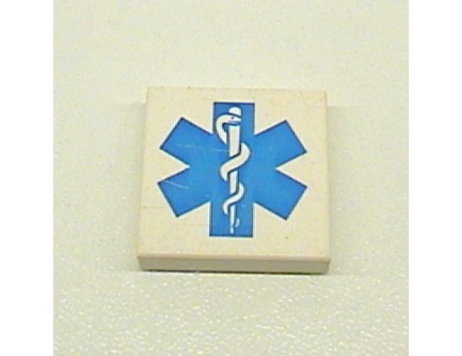 Tile 2 x 2 with Blue EMT Star of Life Pattern