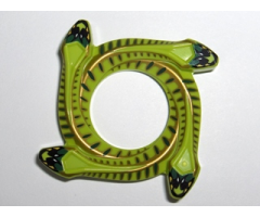 Ring 4 x 4 with 2 x 2 Hole and 4 Snake Head Ends and Dark Green and Gold Scales Snake Pattern (Ninjago Spinner Crown)