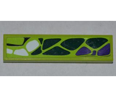 Tile 1 x 4 with Dark Green, Dark Purple and White Scales Pattern Model Right (Sticker) - Set 9445