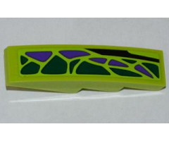 Slope, Curved 4 x 1 with 8 Green Scales and 5 Purple Scales Pattern Model Left (Sticker) - Set 9443