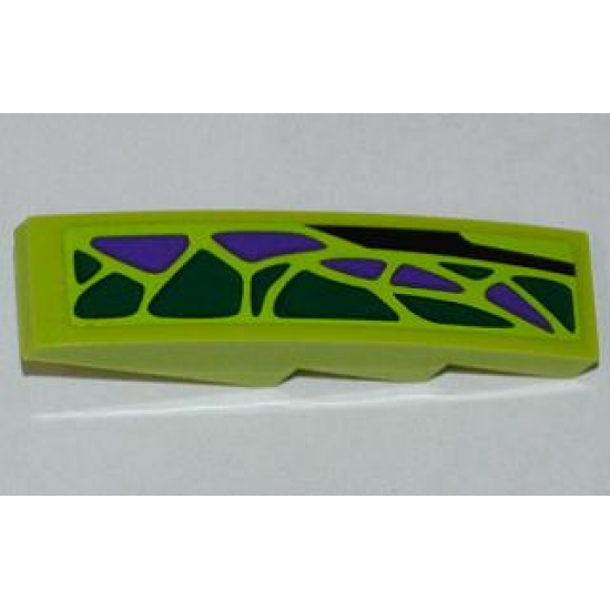 Slope, Curved 4 x 1 with 8 Green Scales and 5 Purple Scales Pattern Model Left (Sticker) - Set 9443