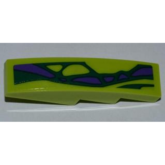 Slope, Curved 4 x 1 with 2 Green Scales and 6 Purple Scales Pattern Model Right (Sticker) - Set 9455