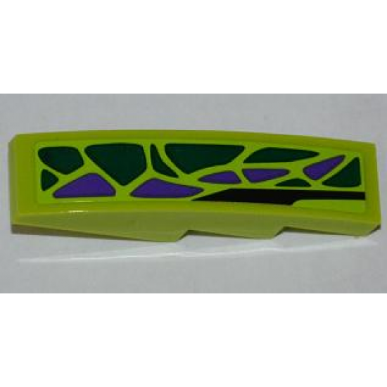 Slope, Curved 4 x 1 with 8 Green Scales and 5 Purple Scales Pattern Model Right (Sticker) - Set 9443