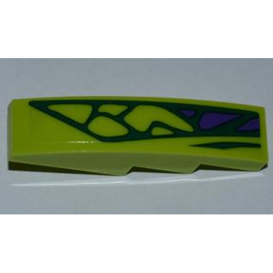 Slope, Curved 4 x 1 with 5 Green Scales and 3 Purple Scales Pattern Model Left (Sticker) - Set 9455