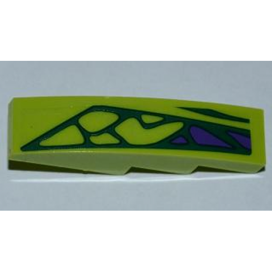 Slope, Curved 4 x 1 with 5 Green Scales and 3 Purple Scales Pattern Model Right (Sticker) - Set 9455