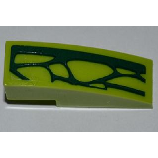 Slope, Curved 3 x 1 with 7 Lime Scales Pattern Model Left Side (Sticker) - Set 9558