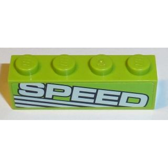 Brick 1 x 4 with 'SPEED' and White Lines Pattern Model Right Side (Sticker) - Set 8152